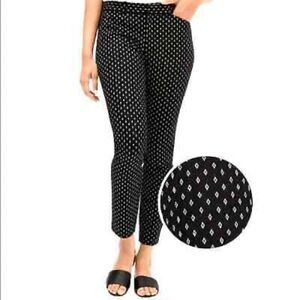 GAP Signature Skinny Ankle Pants, Black and White Diamond Print Pants, Size 10
